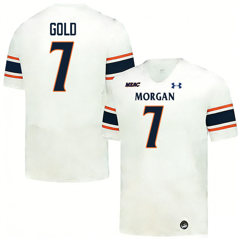 Morgan State Bears #7 Blanche Gold College Football Jerseys,Uniforms Stitched-White